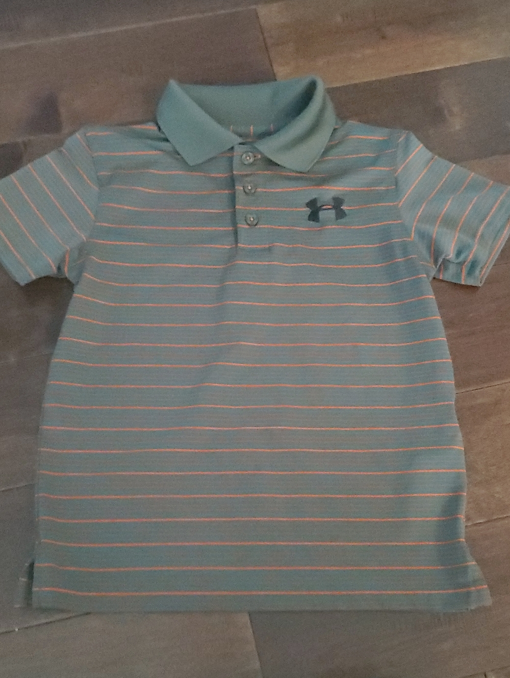 Under Armour Green  Polo with Orange Stripes Size Ysm